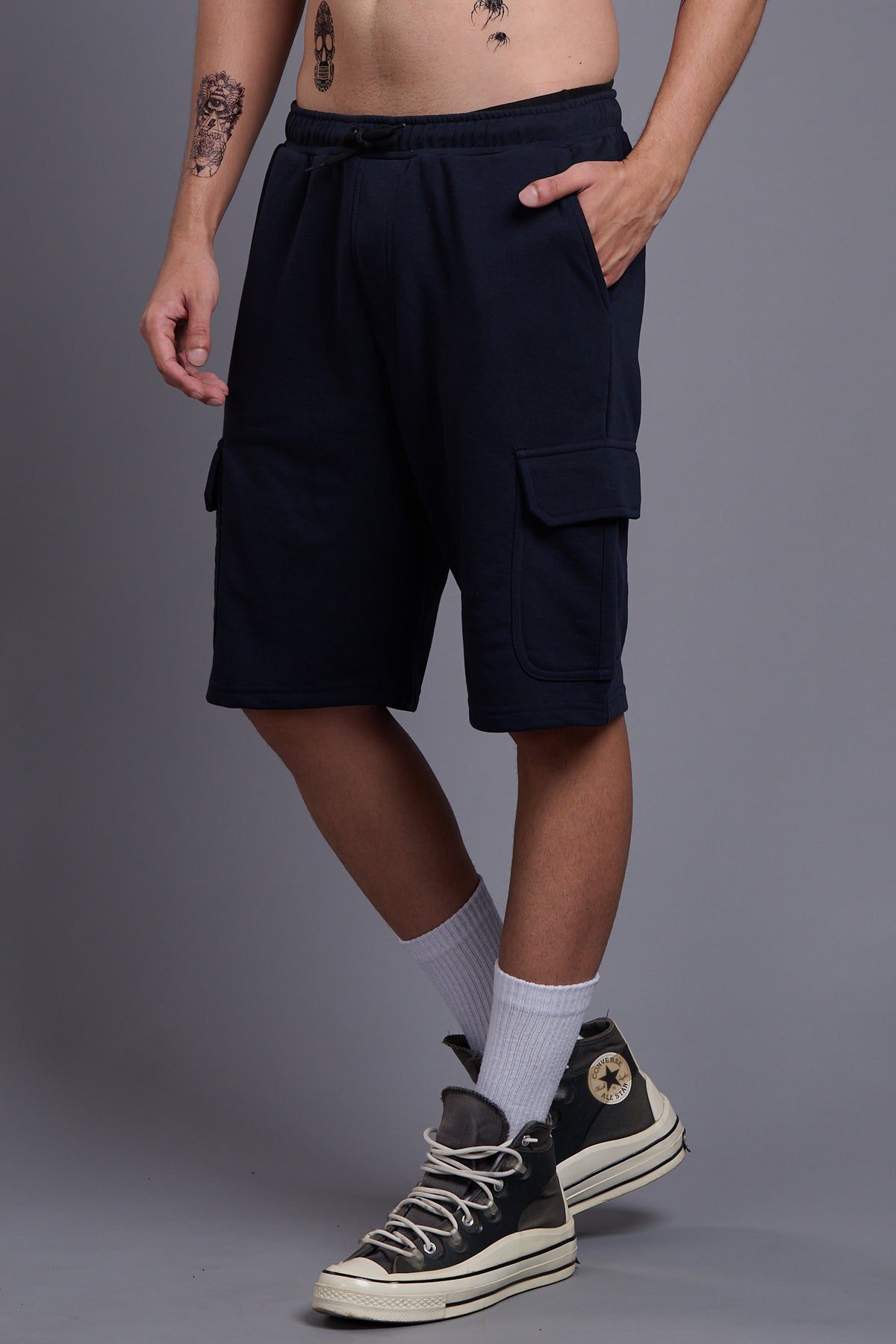 Black Cargo Shorts for Men