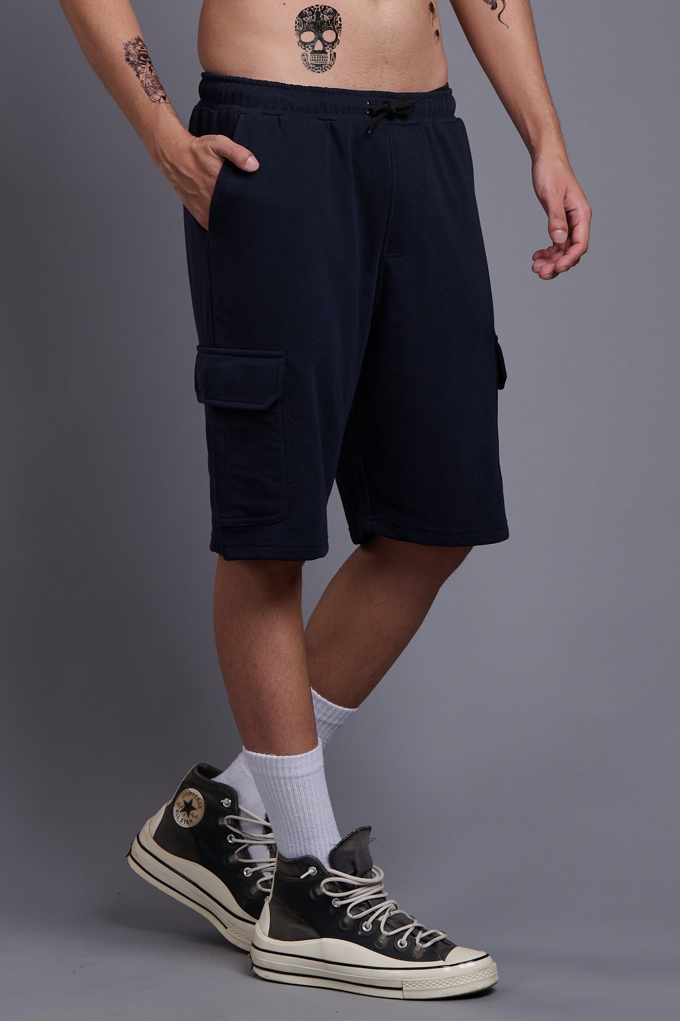 Black Cargo Shorts for Men