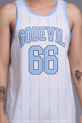 Go Devil 66 (In Sky Blue) Printed Stripes Sky Blue & White Vests for Men