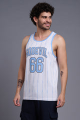 Go Devil 66 (In Sky Blue) Printed Stripes Sky Blue & White Vests for Men