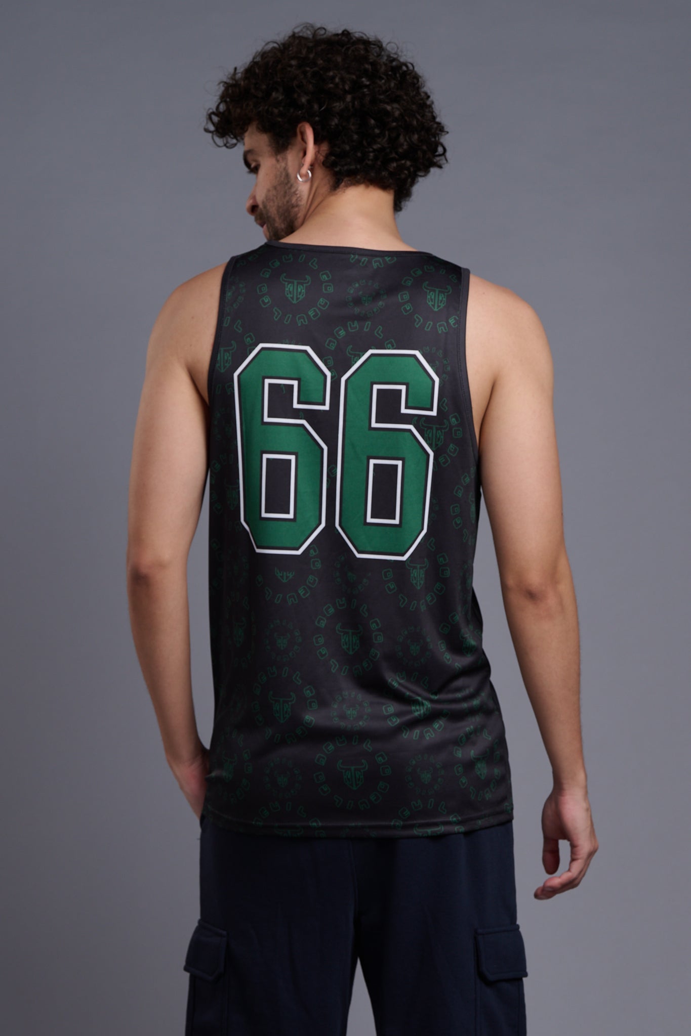 Go Devil 66(In Green) With Logo & Gradient Printed Black & Green Vests for Men