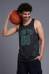 Go Devil 66(In Green) With Logo & Gradient Printed Black & Green Vests for Men