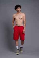 Red Cargo Shorts for Men