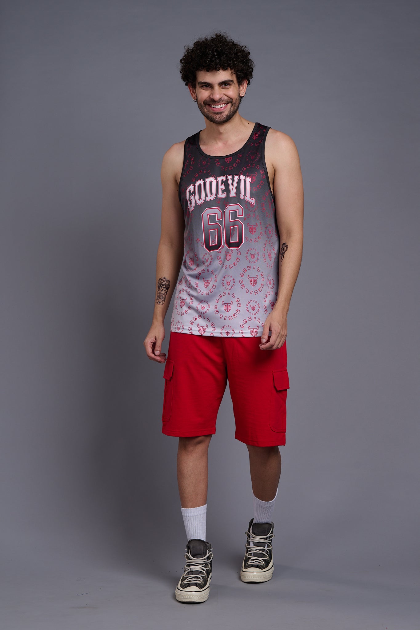 Go Devil 66 With Logo & Gradient Printed Black & White Vests for Men