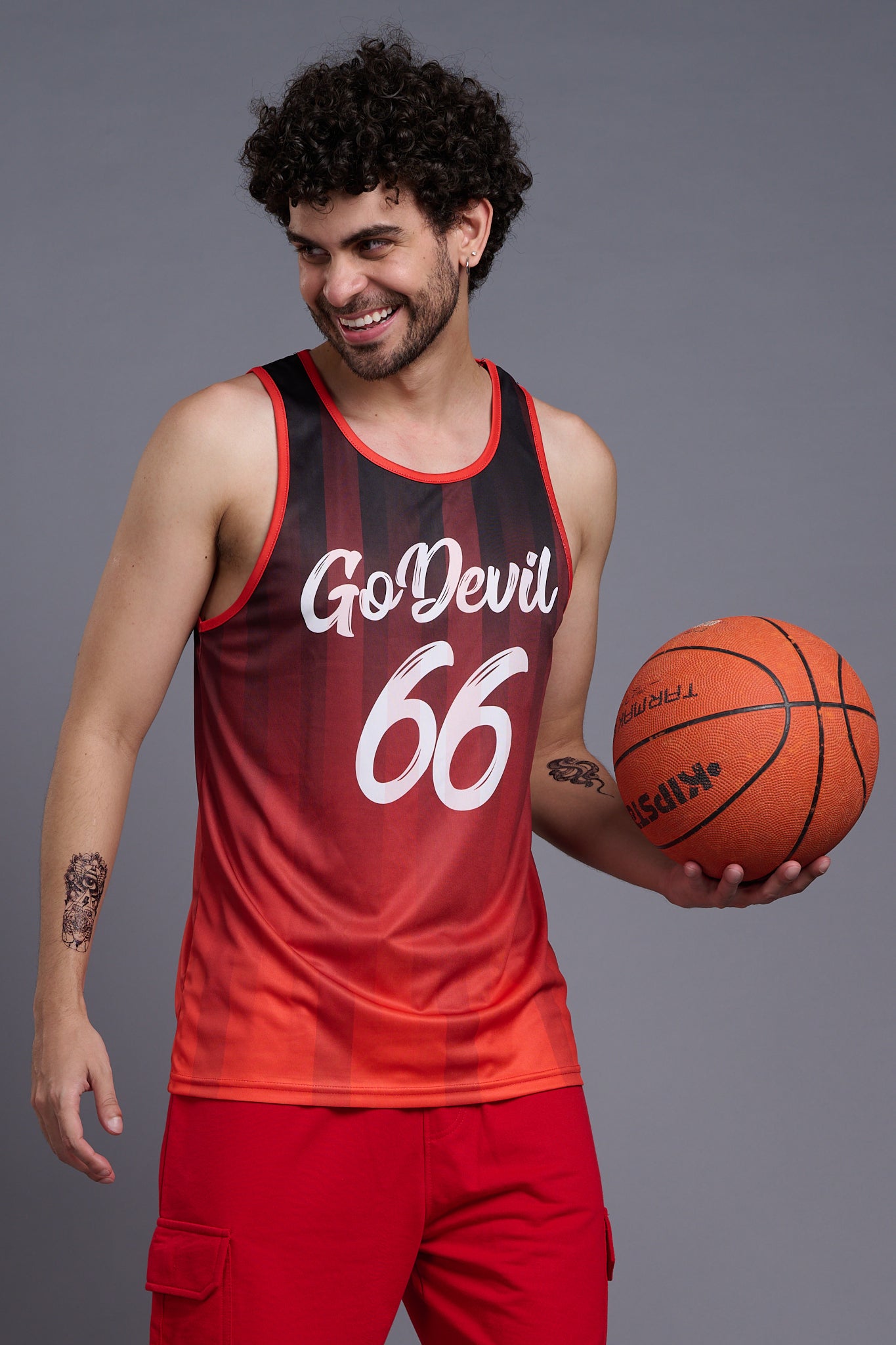 Go Devil 66 (In White) Printed Polyester Orange Gradient Vests for Men