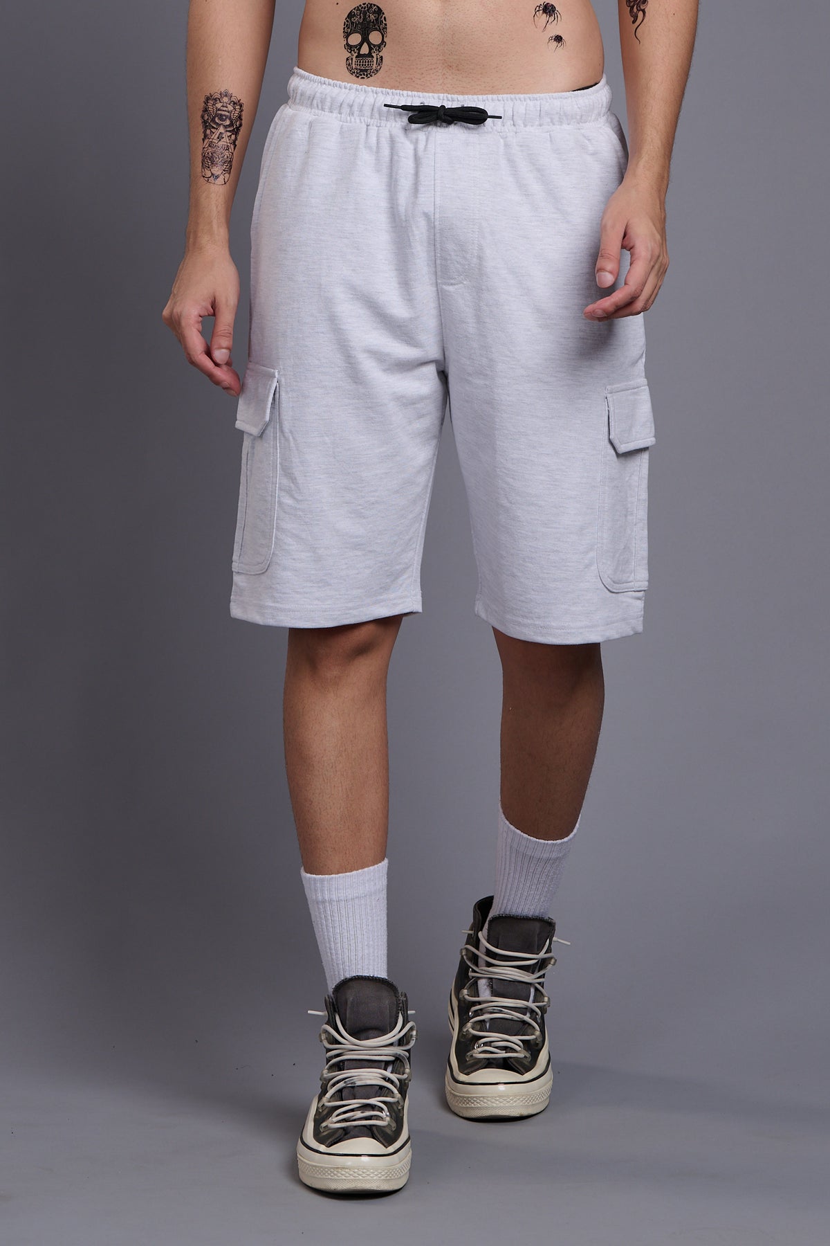 White Cargo Shorts for Men