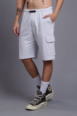 White Cargo Shorts for Men