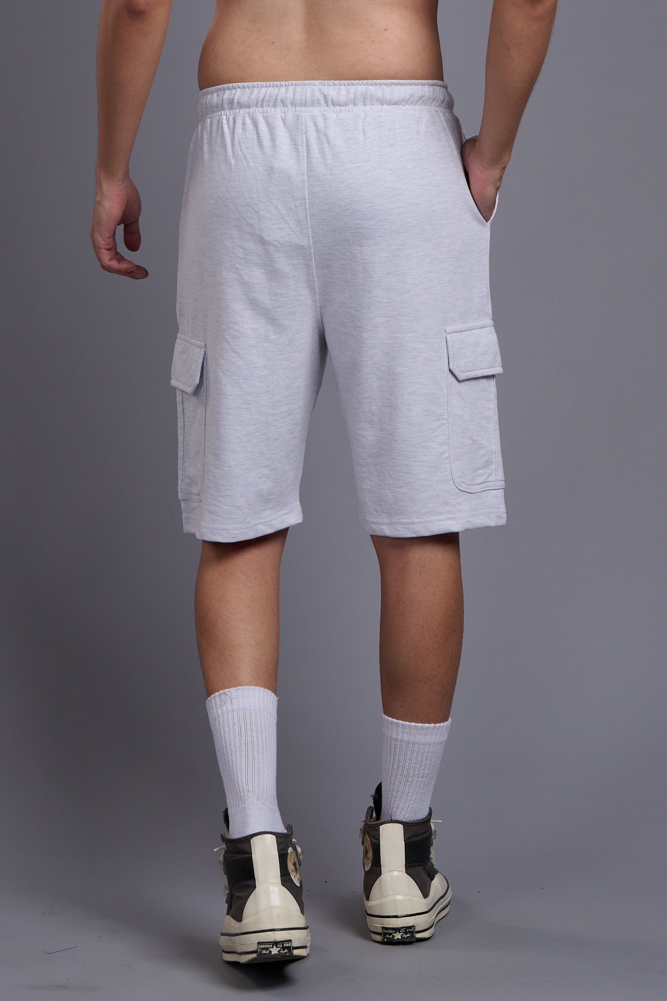 White Cargo Shorts for Men