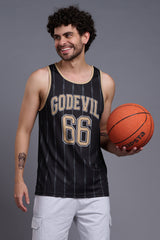 Go Devil 66 Printed Stripes Black Vests for Men