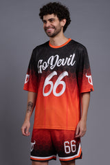 Go Devil 66 (In White) Printed Polyester Orange Gradient Co-Ords for Men