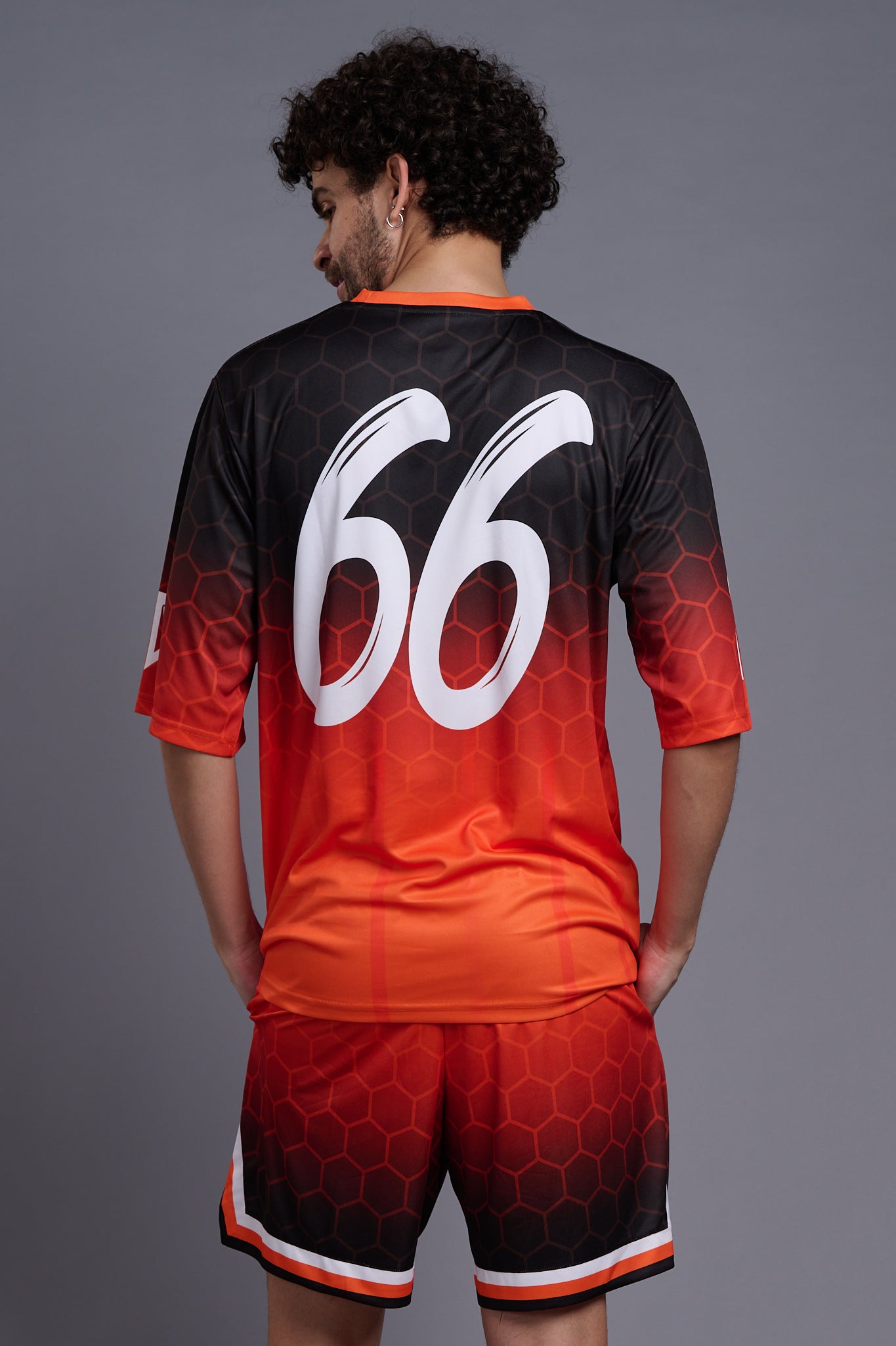 Go Devil 66 (In White) Printed Polyester Orange Gradient Co-Ords for Men