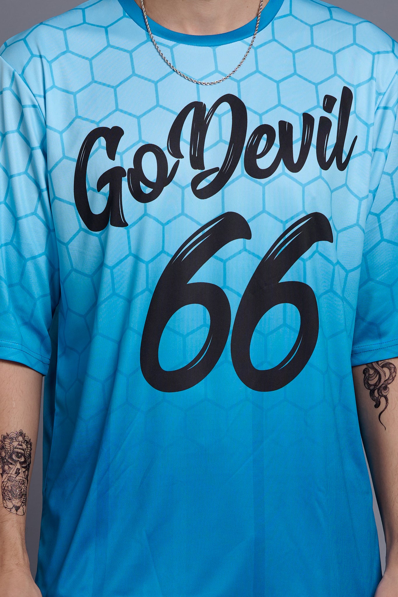 Go Devil 66 (In Black) Printed Gradient Blue Printed Co-Ords for Men