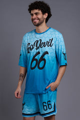 Go Devil 66 (In Black) Printed Gradient Blue Printed Co-Ords for Men