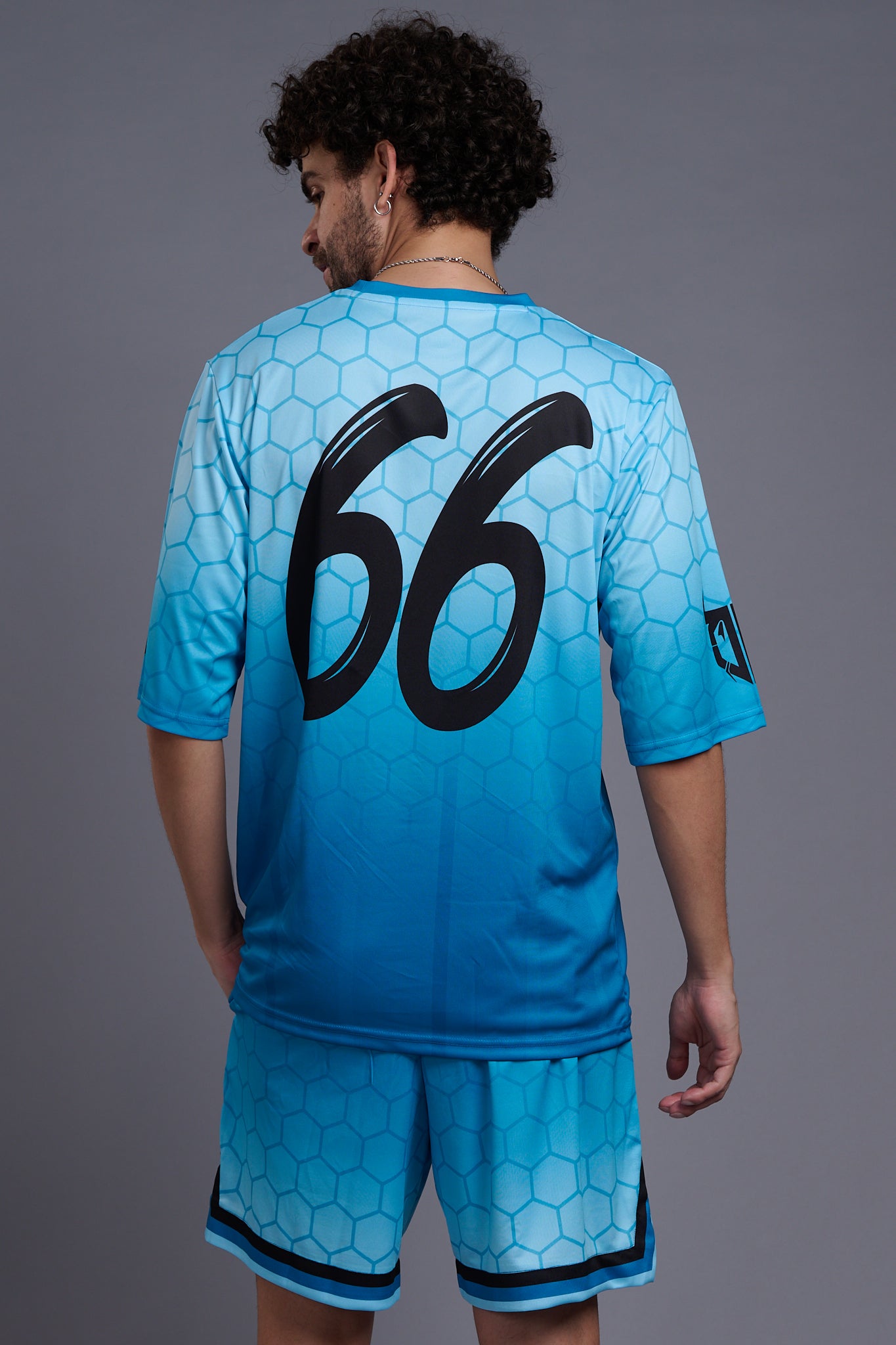 Go Devil 66 (In Black) Printed Gradient Blue Printed Co-Ords for Men