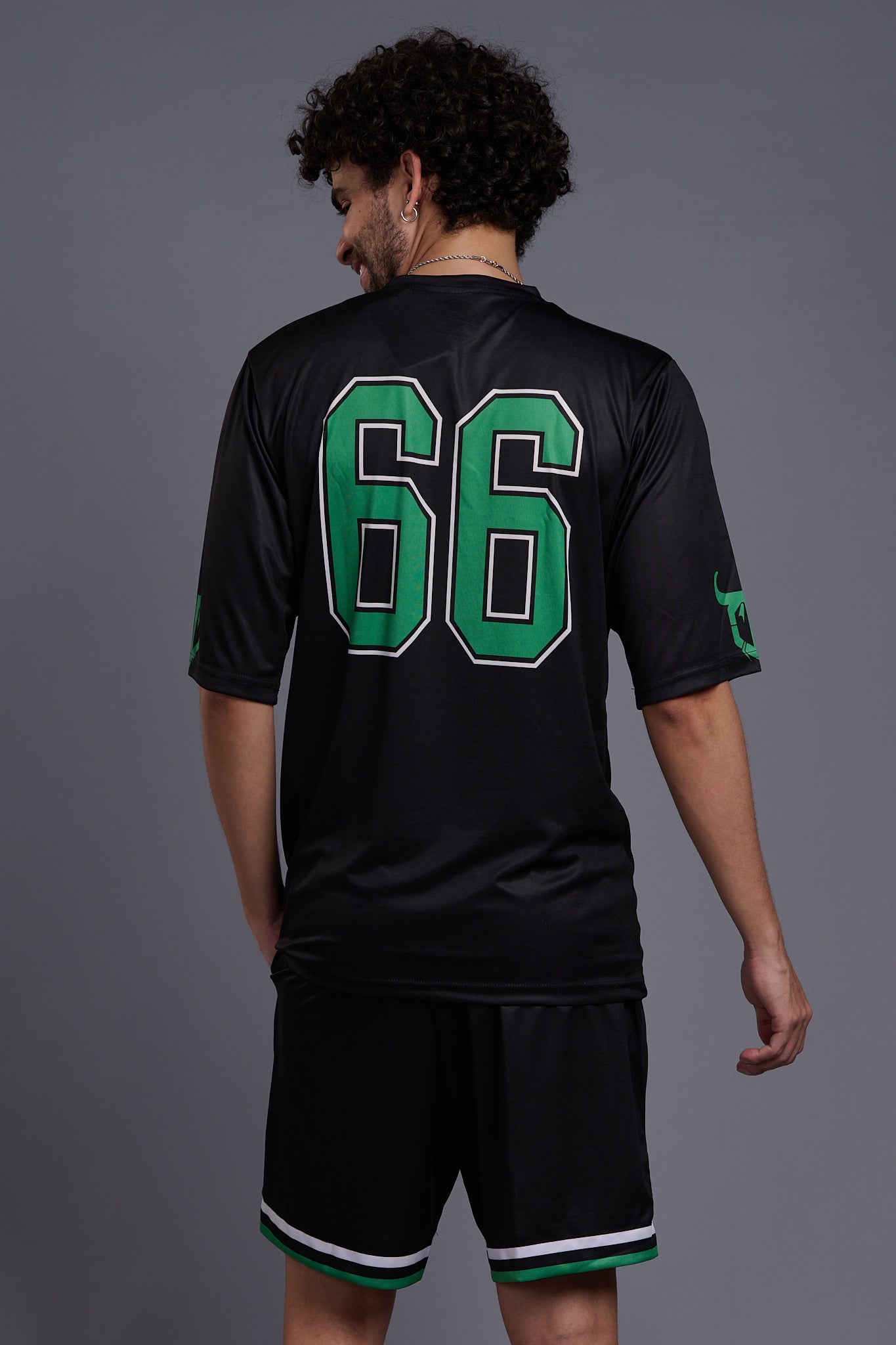 Go Devil 66 (In Green) Printed Black Co-Ords for Men