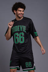 Go Devil 66 (In Green) Printed Black Co-Ords for Men