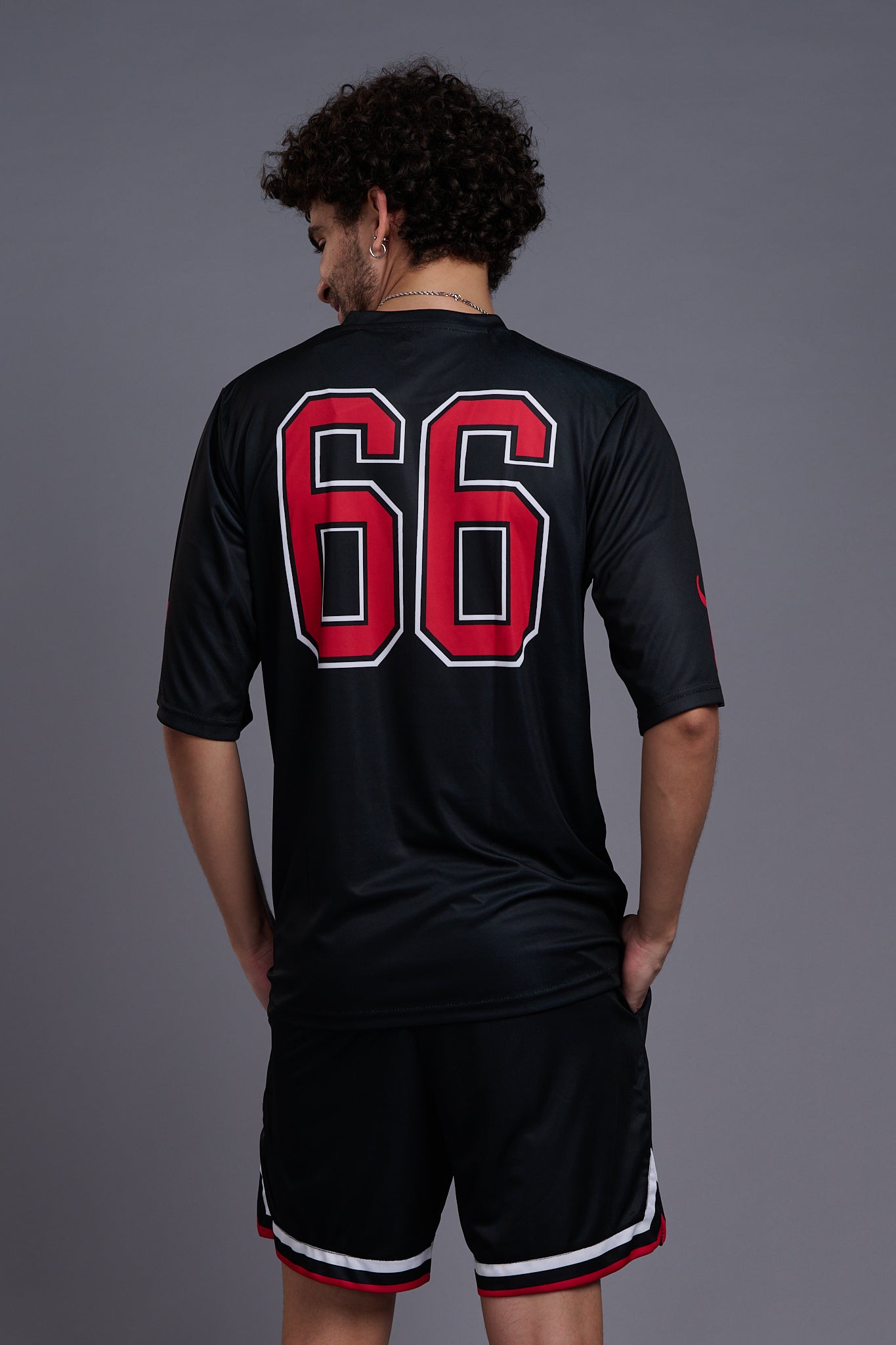 Go Devil 66 (In Red) Printed Black Co-Ords for Men