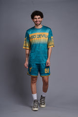 Go Devil Printed Blue and Yellow Co-Ords for Men