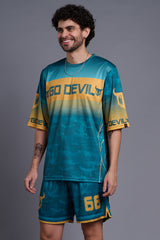 Go Devil Printed Blue and Yellow Co-Ords for Men