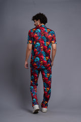 Colourful Skull Printed Shirts With Pant Co-Ord Set For Men