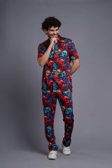 Colourful Skull Printed Shirts With Pant Co-Ord Set For Men
