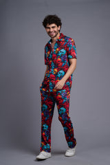Colourful Skull Printed Shirts With Pant Co-Ord Set For Men