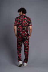 Rose with Snake Printed Shirt With Pant Co-Ord Set For Men