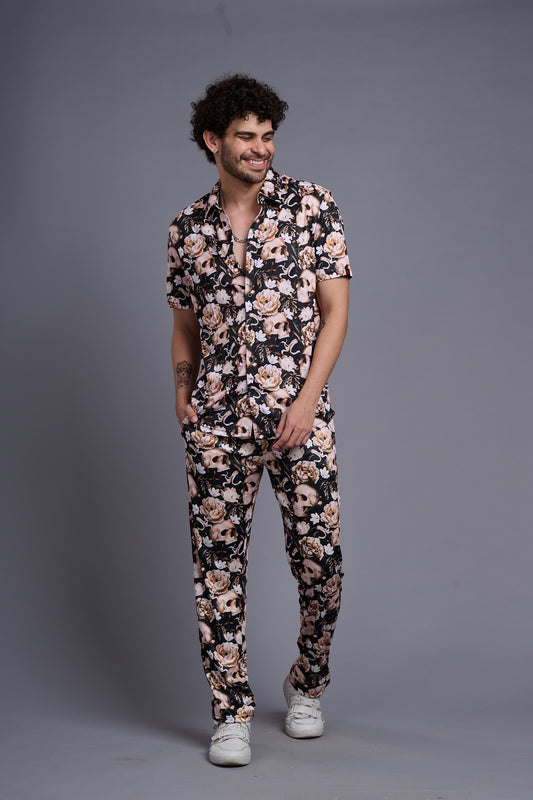 Flower Printed Shirt With Pant Co-Ord Set For Men