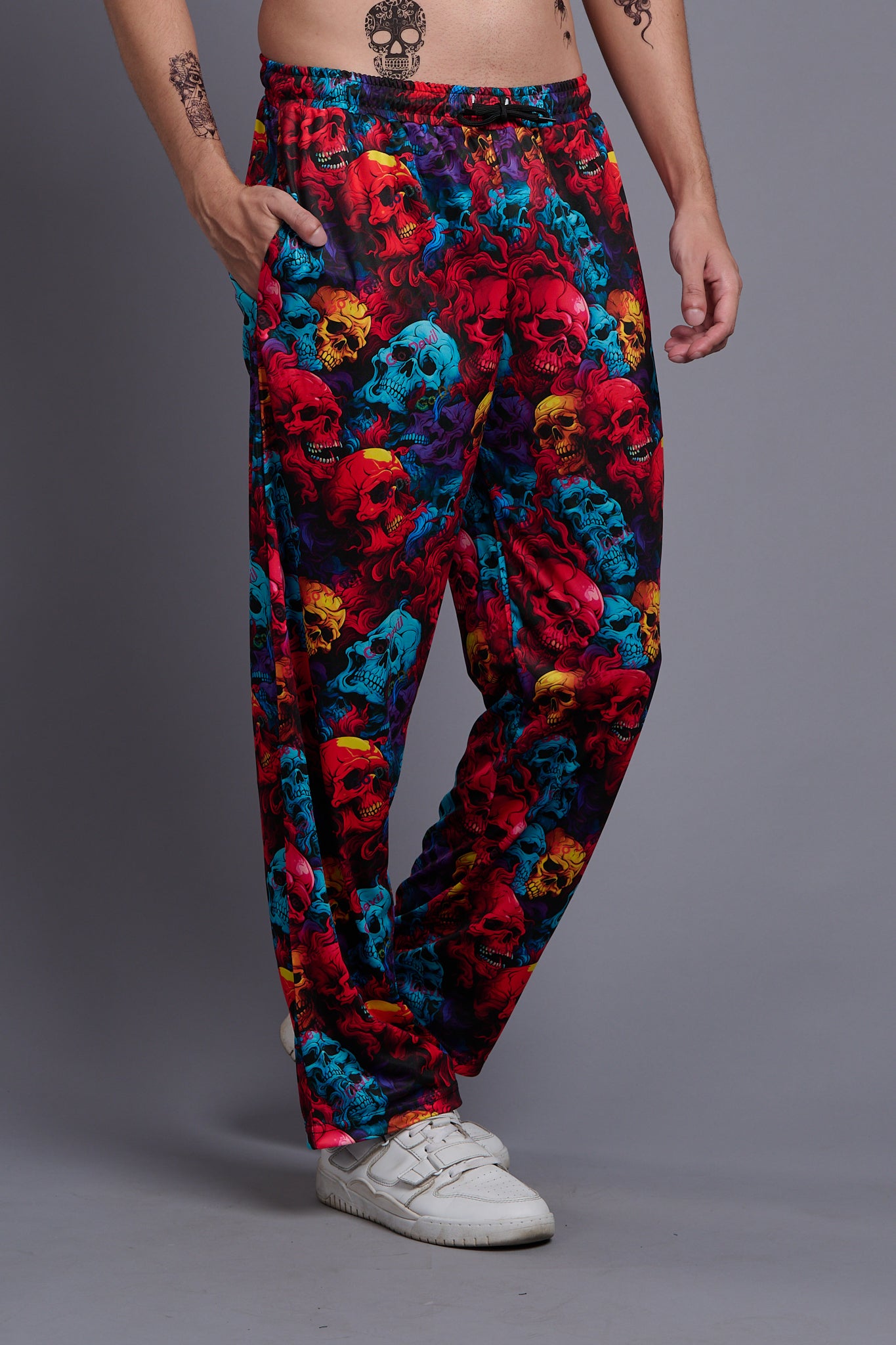 Colourful Skull Printed Joggers for Men