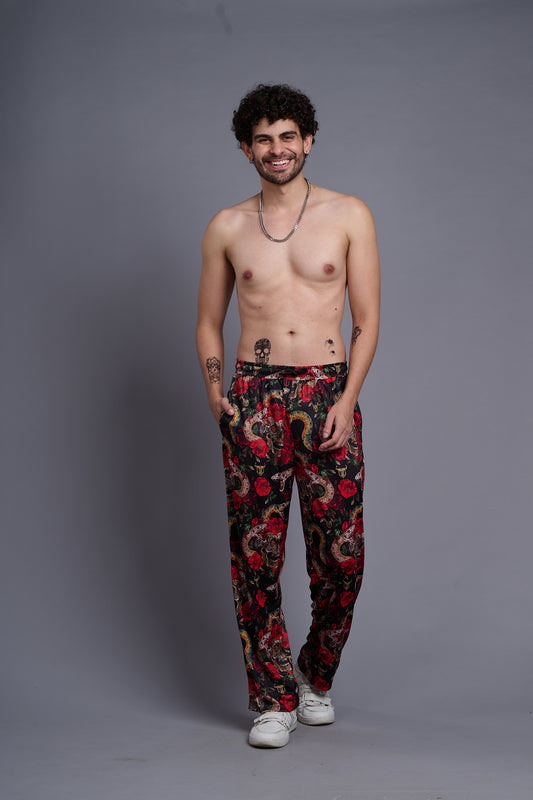 Rose with Snake Printed Joggers for Men