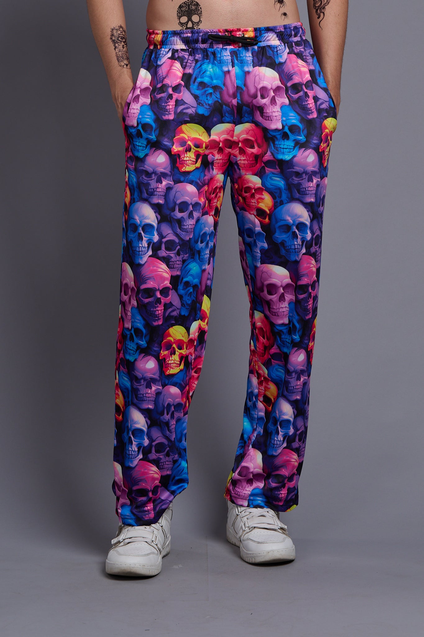 Colourful Skull Printed Joggers for Men