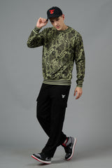 Paisley Design Printed Green Sweatshirt for Men