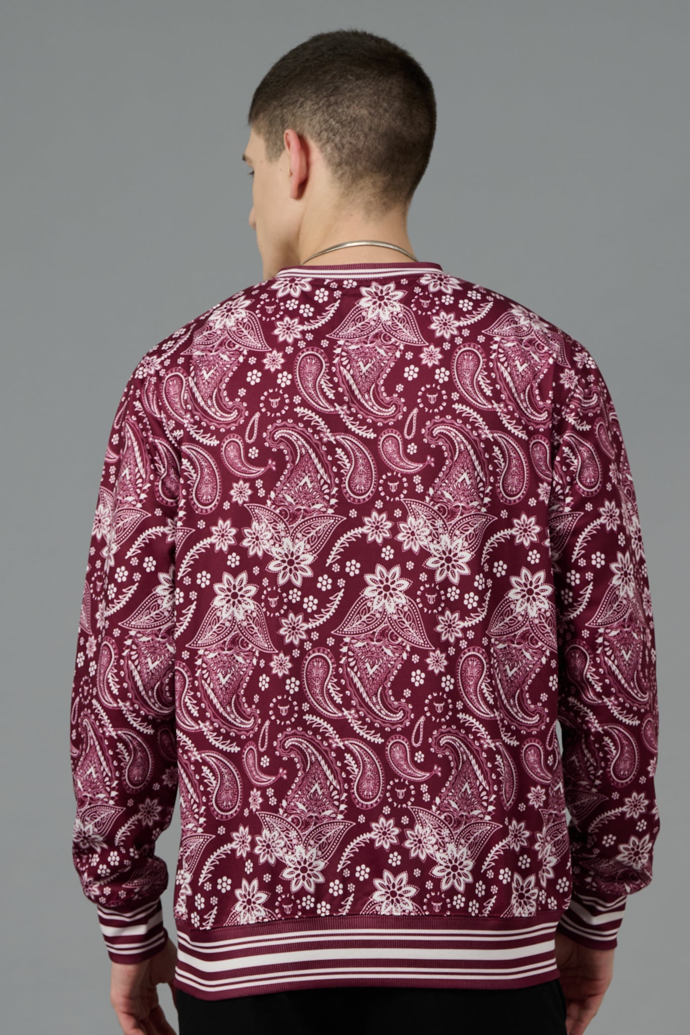 Paisley Design Printed Red Sweatshirt for Men