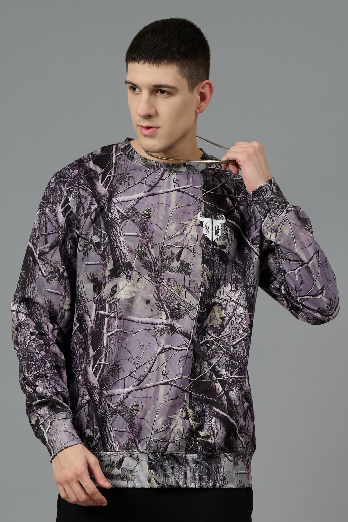 Camo Jungle Allover Print Grey Sweatshirt for Men