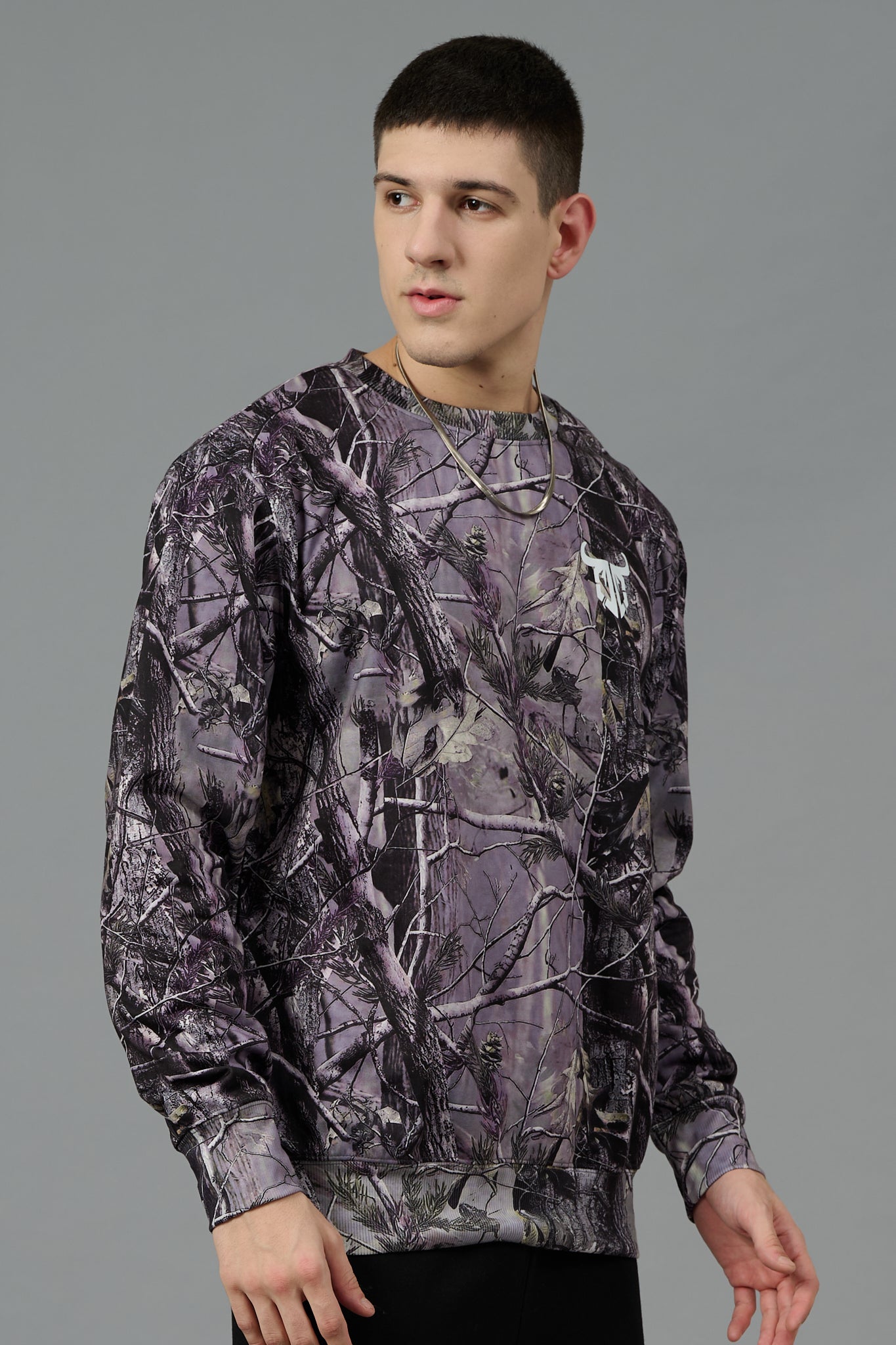 Camo Jungle Allover Print Grey Sweatshirt for Men