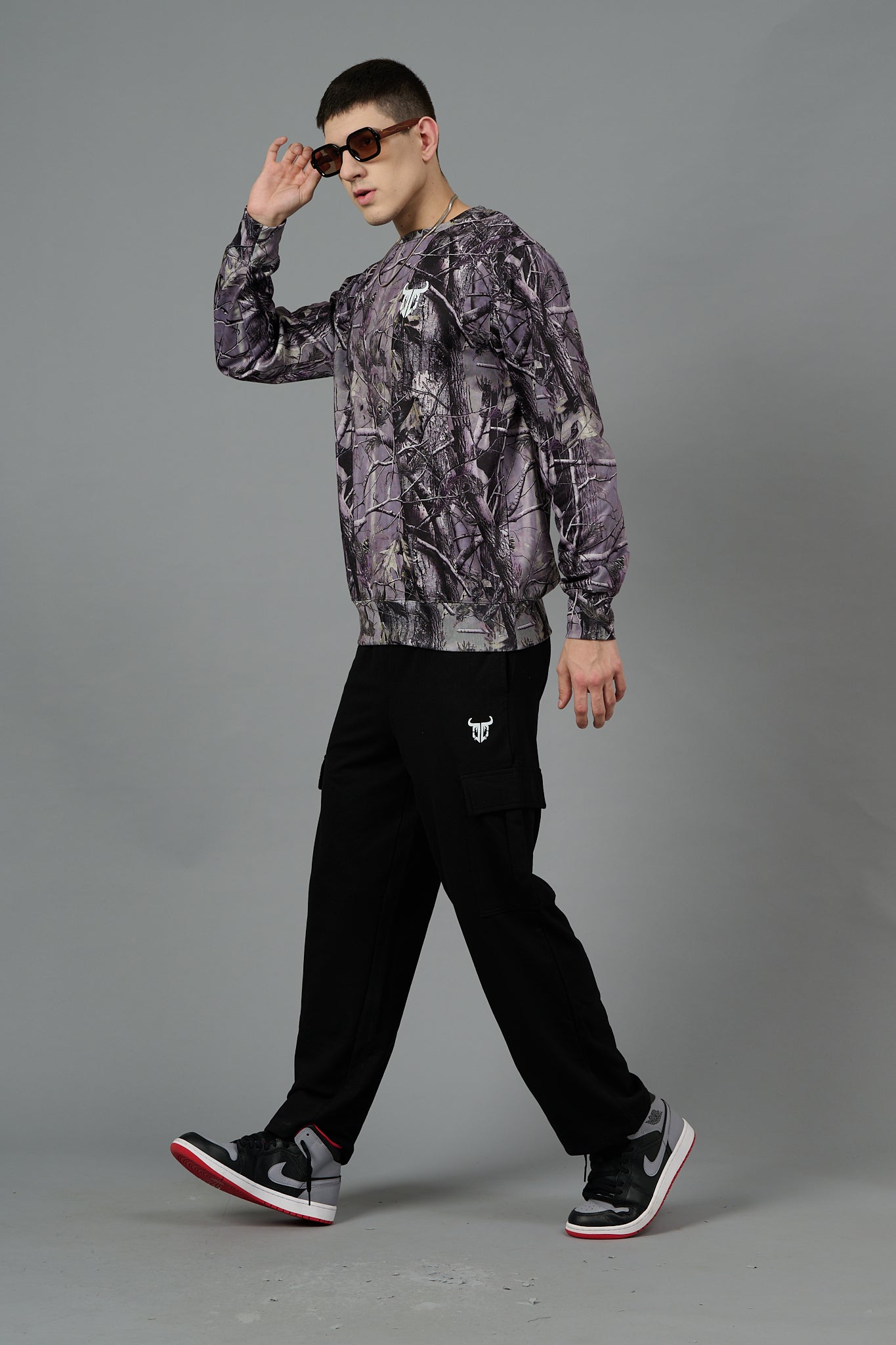 Camo Jungle Allover Print Grey Sweatshirt for Men