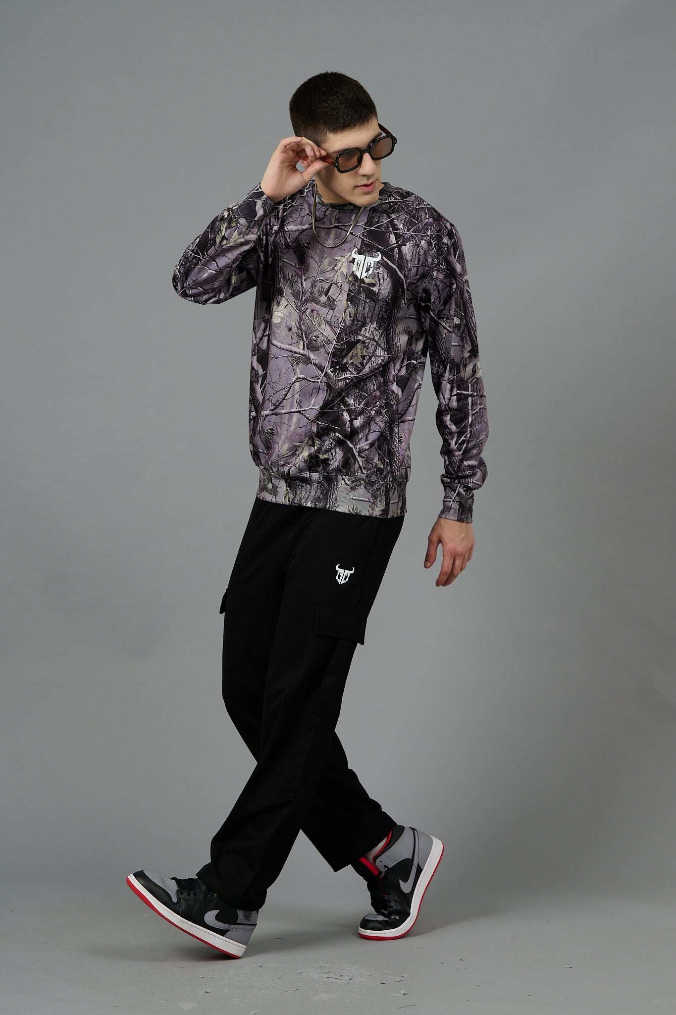 Camo Jungle Allover Print Grey Sweatshirt for Men