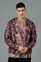 Camo Jungle Allover Print Brown Sweatshirt for Men