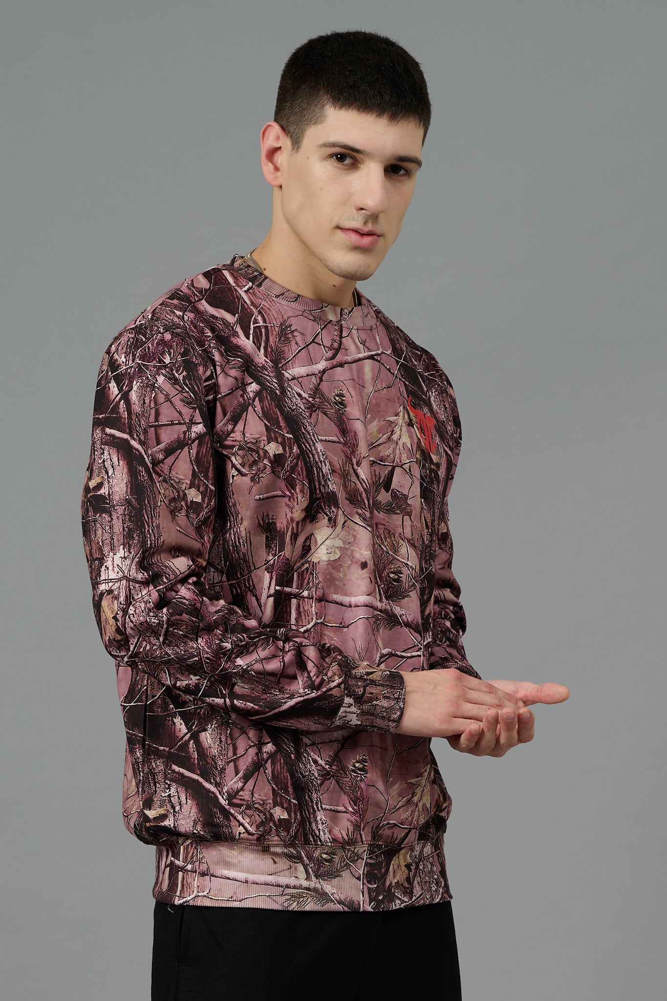 Camo Jungle Allover Print Brown Sweatshirt for Men