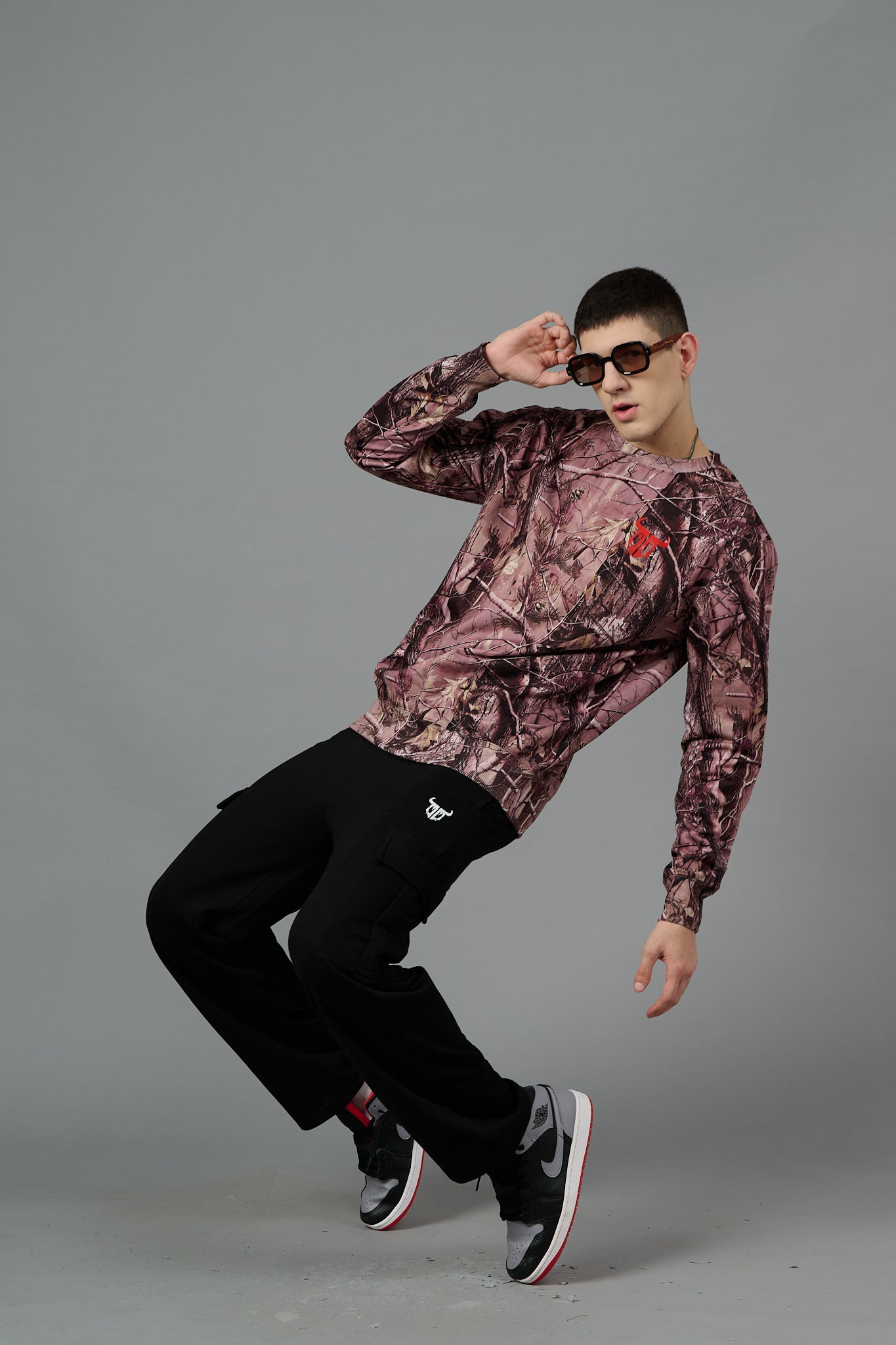 Camo Jungle Allover Print Brown Sweatshirt for Men