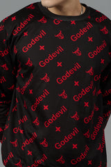 Go Devil All Over Print Red  Black Sweatshirt for Men