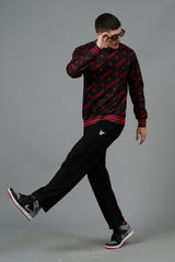 Go Devil All Over Print Red  Black Sweatshirt for Men