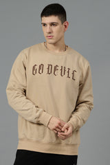 Go Devil Back Dice Printed Ivory Sweatshirt for Men