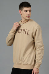 Go Devil Back Dice Printed Ivory Sweatshirt for Men