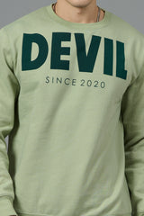 Go Devil Since 2020 Printed Green Sweatshirt for Men