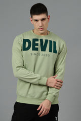 Go Devil Since 2020 Printed Green Sweatshirt for Men