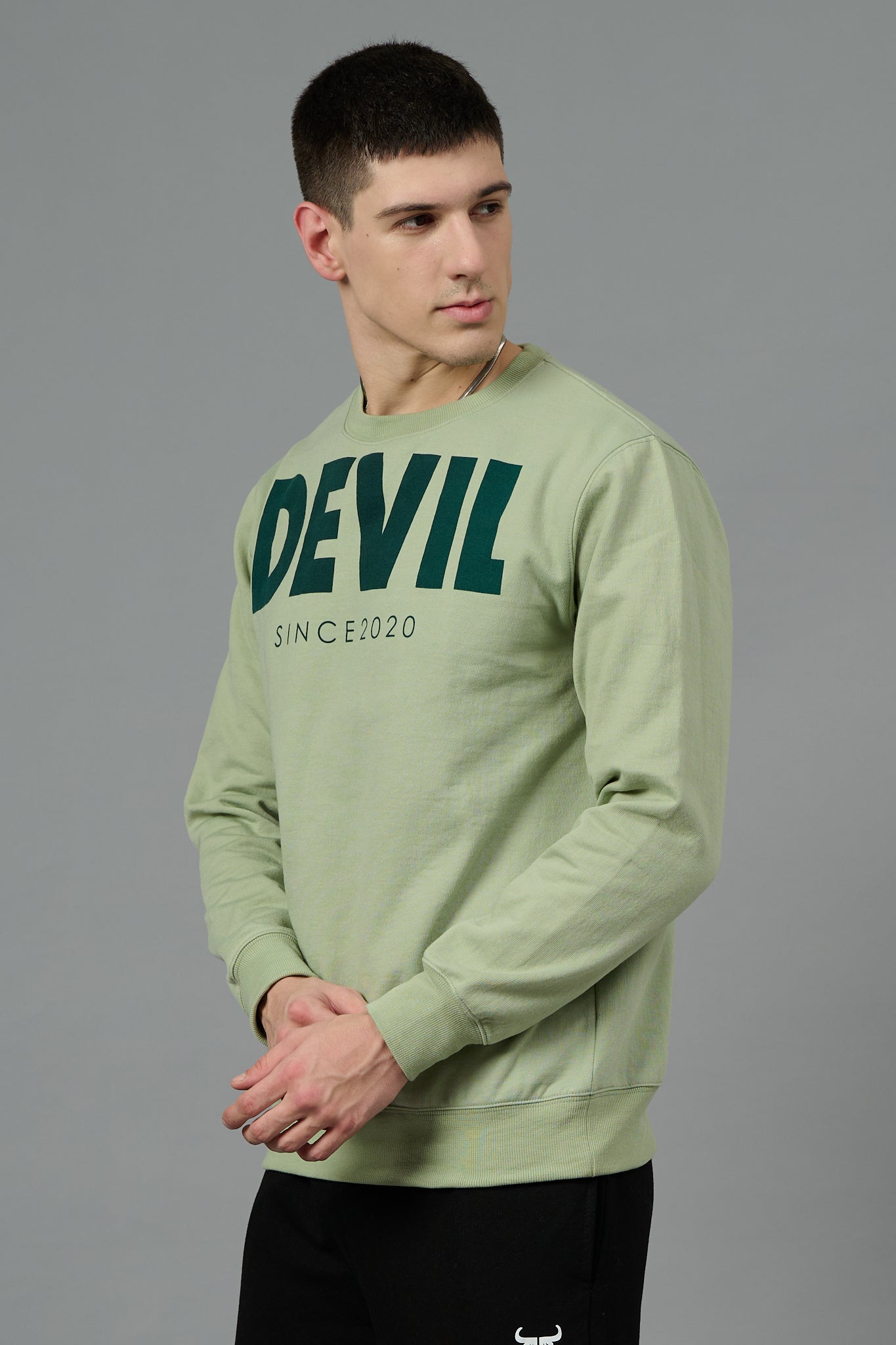 Go Devil Since 2020 Printed Green Sweatshirt for Men