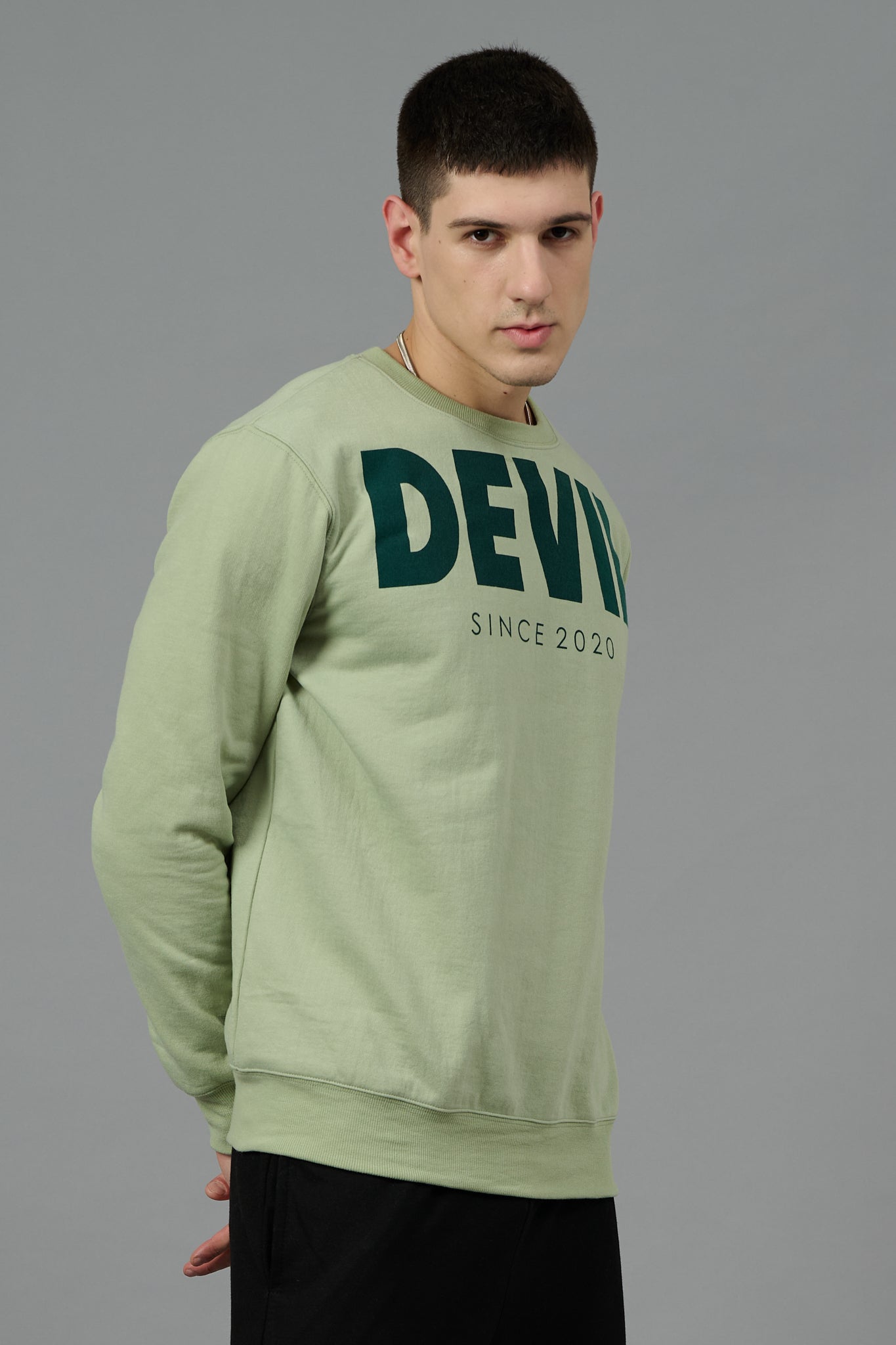 Go Devil Since 2020 Printed Green Sweatshirt for Men