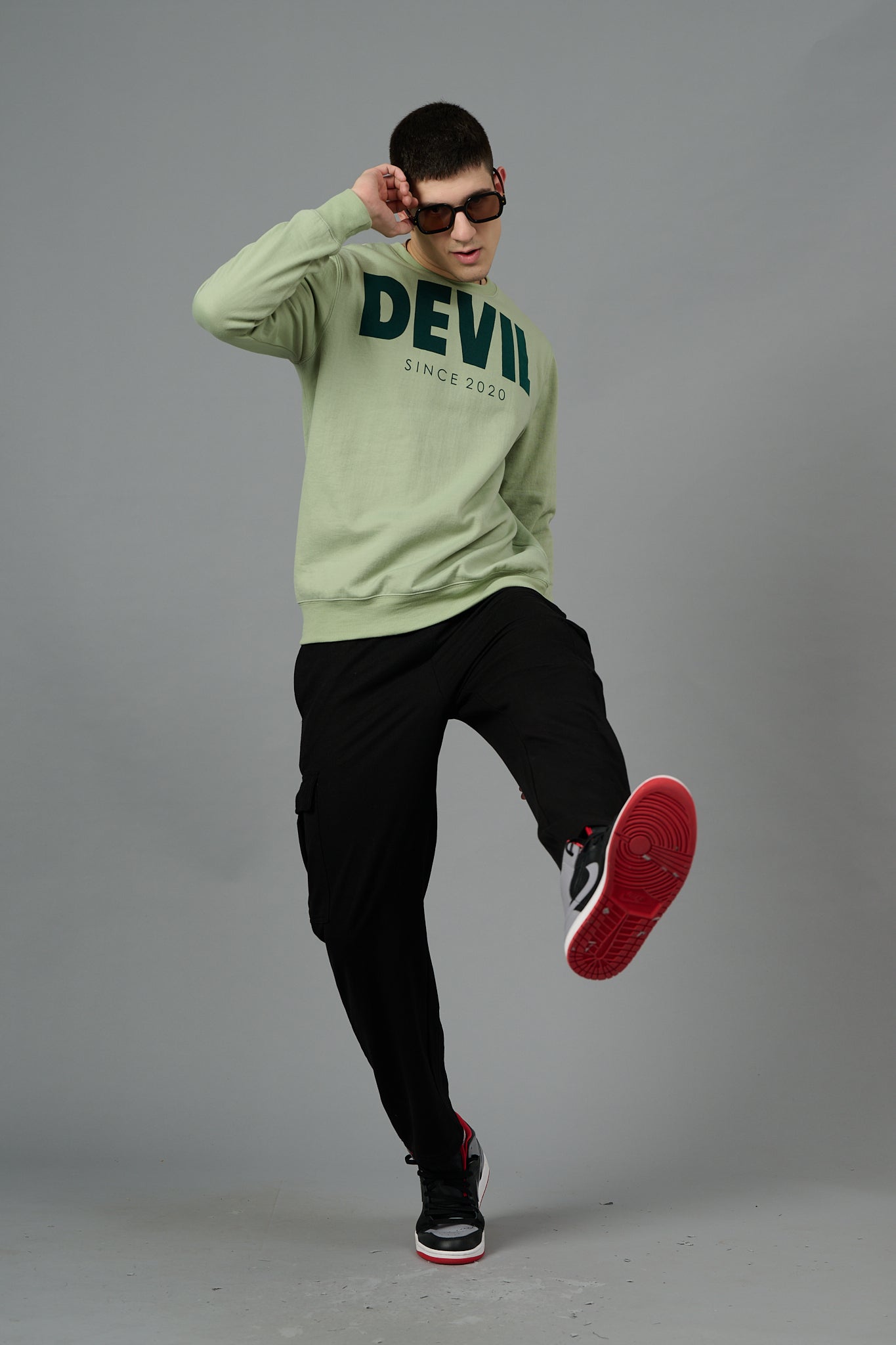 Go Devil Since 2020 Printed Green Sweatshirt for Men