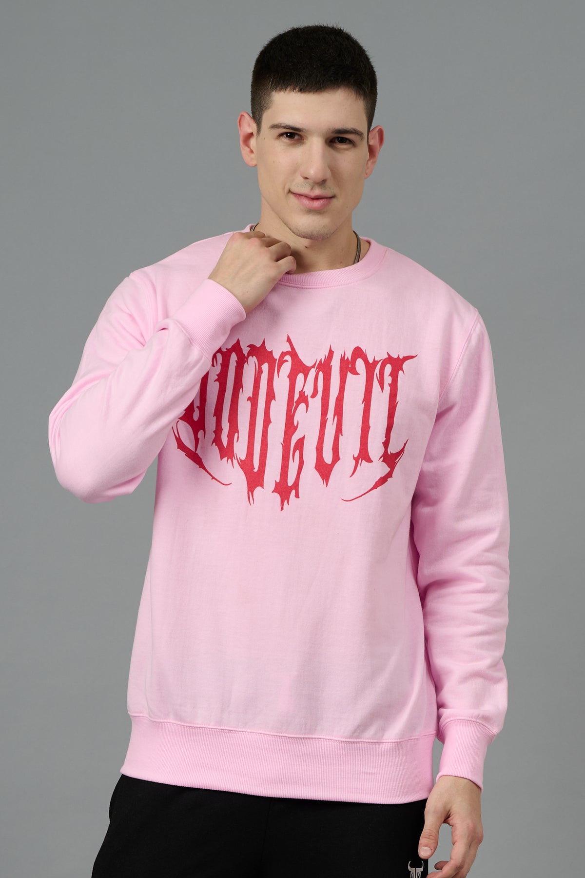 Designer Go Devil Printed Pink Sweatshirt for Men